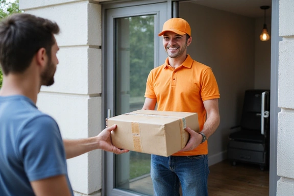 Kurier dostarczający paczkę