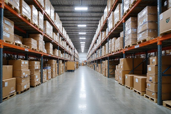 Wnętrze magazynu z paczkami