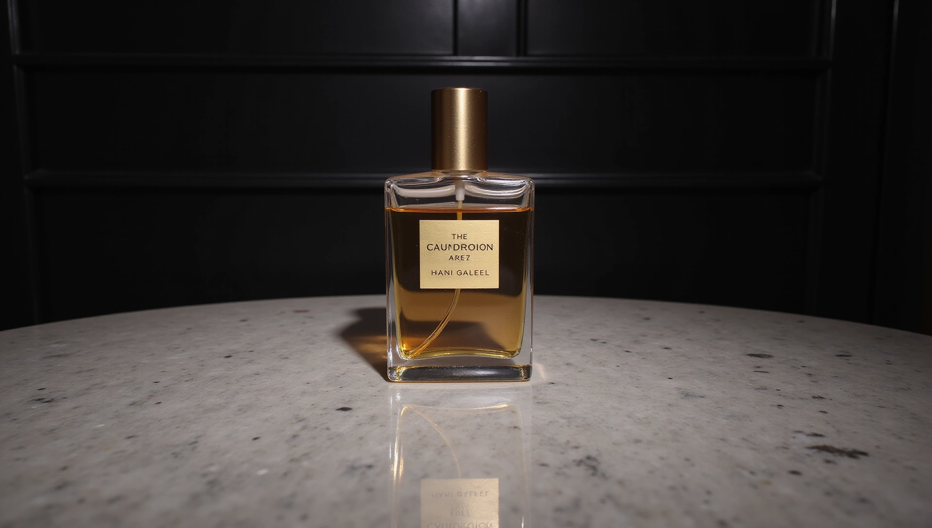 Elegancka butelka perfum na tle luksusowego wnętrza