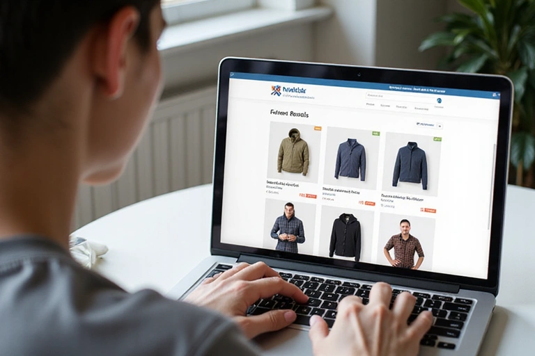 Osoba przeglądająca produkty na stronie e-commerce na laptopie